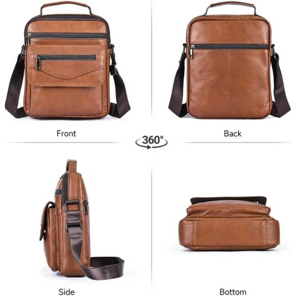 Genuine leather man purse mens crossbody sling bag small messenger